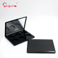 3g*6 colors New Design Black Plastic Eye Shadow Palette Empty Customized Container with Mirror for Cosmetic Packaging